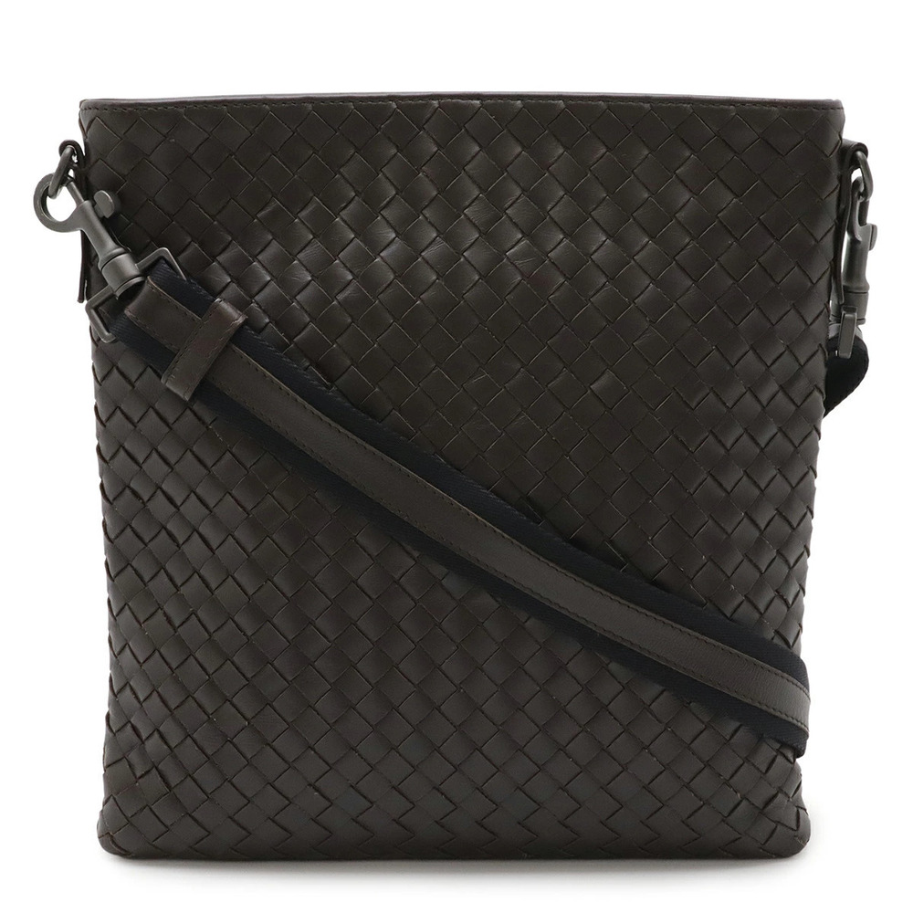 BOTTEGA VENETA Intrecciato Crossbody Bag Leather Dark Brown